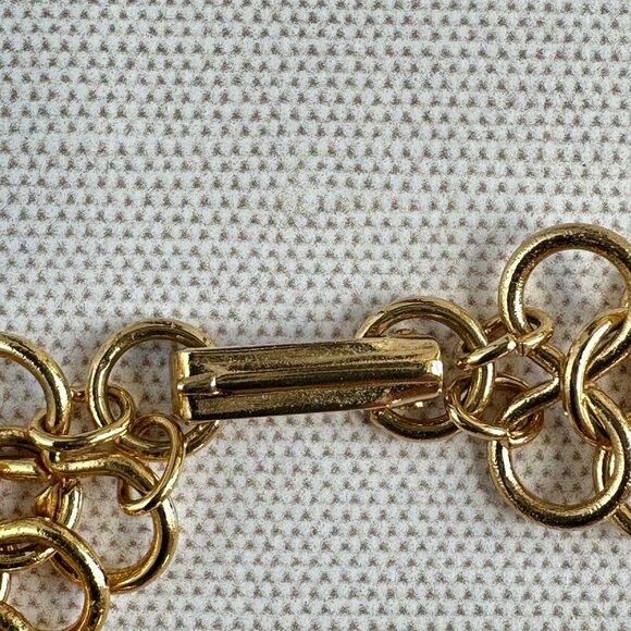 Vintage Gold-Tone Circle Link Bracelet With Filigree Detail 6.75" Long - Picture 4 of 9